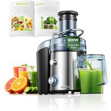 Juicer for whole fruits and vegetables, fast juicing, easy to clean, 75MM large feed chute, dual speed settings and non-slip feet, silver
