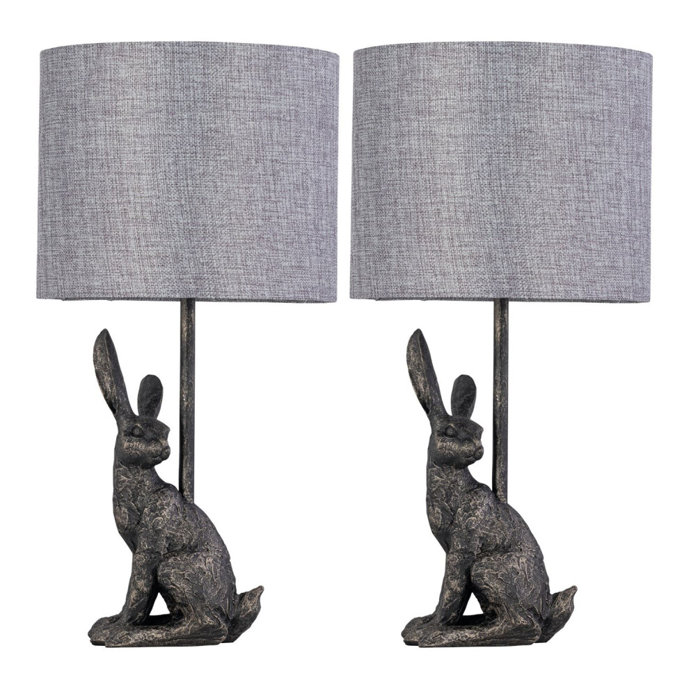 Set of 2 Henrietta - Antique Gold Rabbit Table Lamps With Grey Linen Shade-image-OPC-PFFNDYQ-NEW