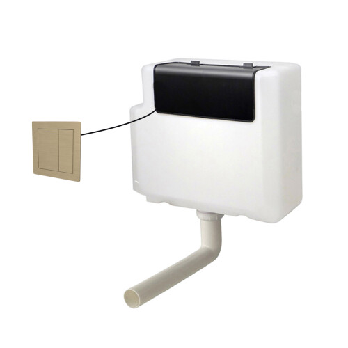 NES Home Nes Home Concealed Cistern Dual Flush Front Access Square Button Brushed Brass