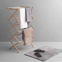 (4 Tier) Bamboo Wood Folding Clothes Drying Rack Airer New