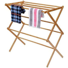 (2 Tier) Bamboo Wood Folding Clothes Drying Rack Airer New