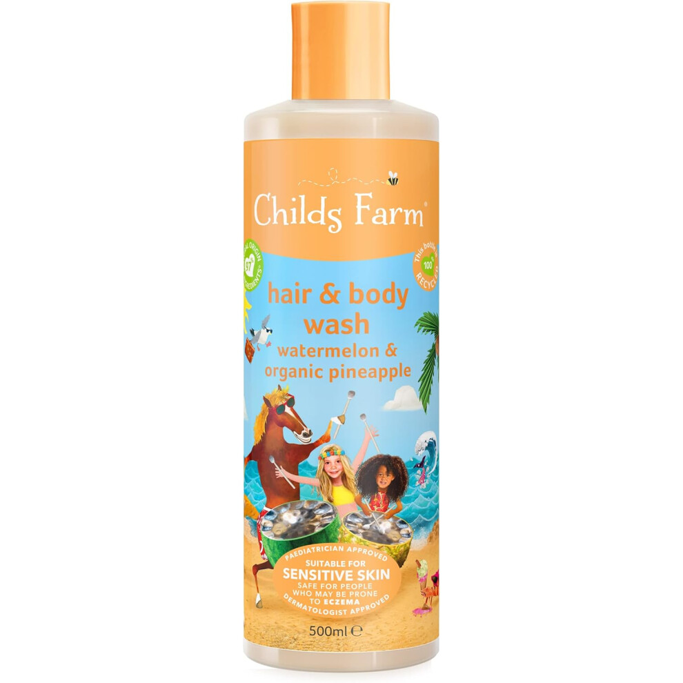 (Watermelon & Organic Pineapple, 1 count (Pack of 1)) Childs Farm | Kids Hair & Body Wash