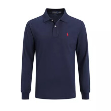 (Deep Blue, L) Men Polo Shirt Casual Long Sleeve Collared T-Shirt Sports T-Shirts Button Tops