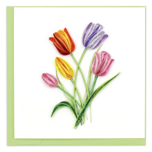 Quilling Colourful Bunch Of Tulips Tulip-tastic Fun! Hand-Finished Greeting Card