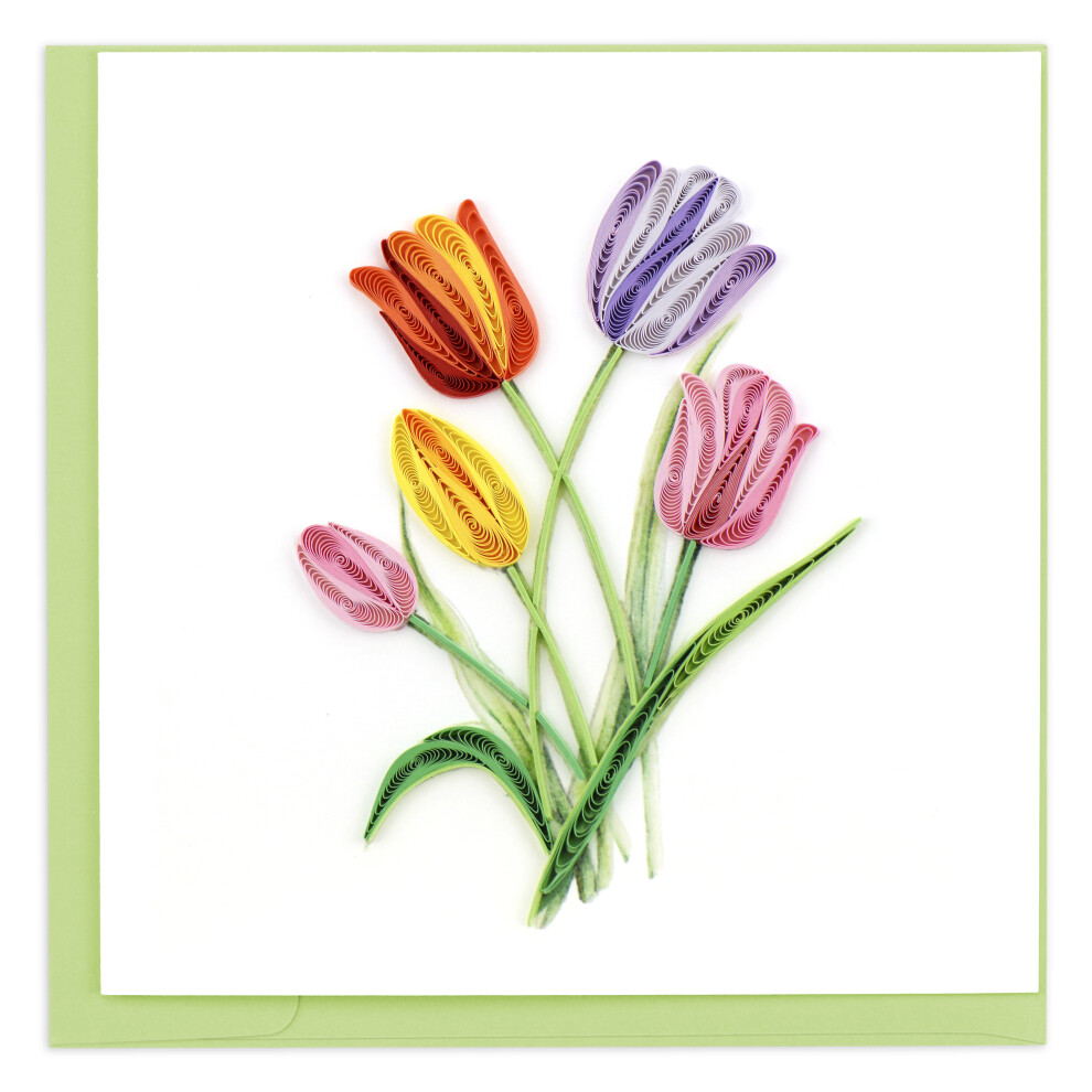 Quilling Colourful Bunch Of Tulips Tulip-tastic Fun! Hand-Finished Greeting Card
