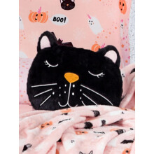Halloween Magical Cat Fleece Cushions - Black- One Size Décor Pillows