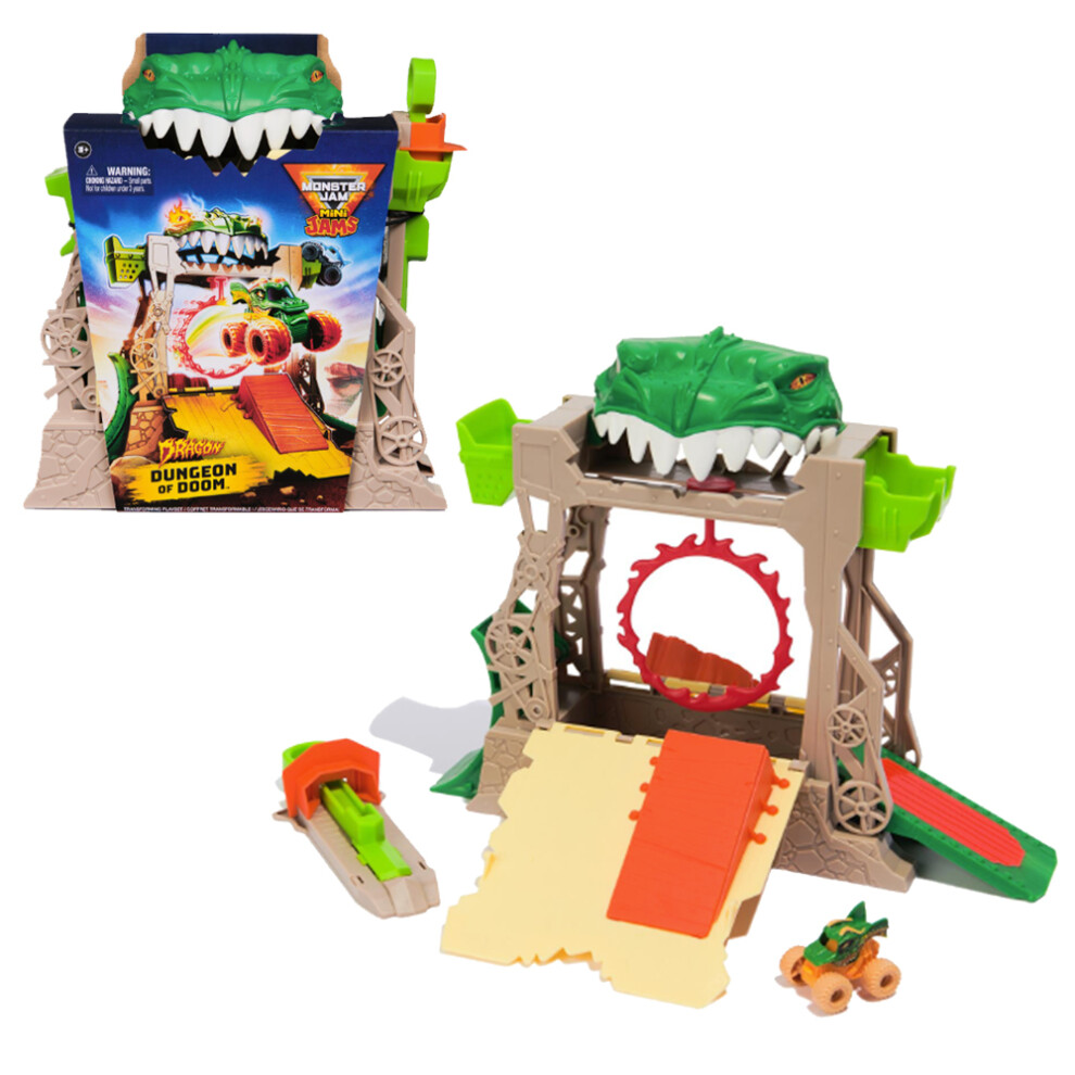 Spin Master Monster Jam Dragon Dungeon Of Doom Playset With 1:87 Dragon Monster Car