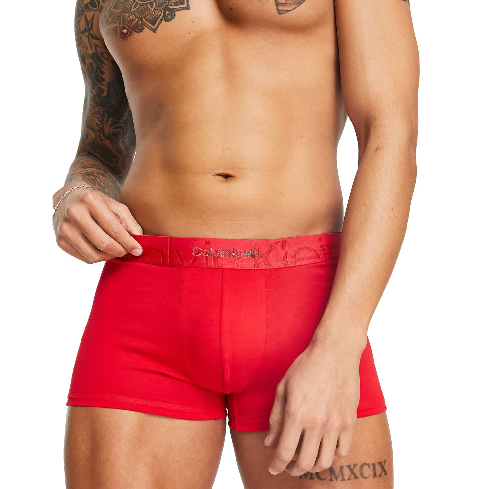 (Red, L) Calvin Klein Mens Boxer Trunks Shorts 1X Pack Soft CK Stretch Underwear GIFT