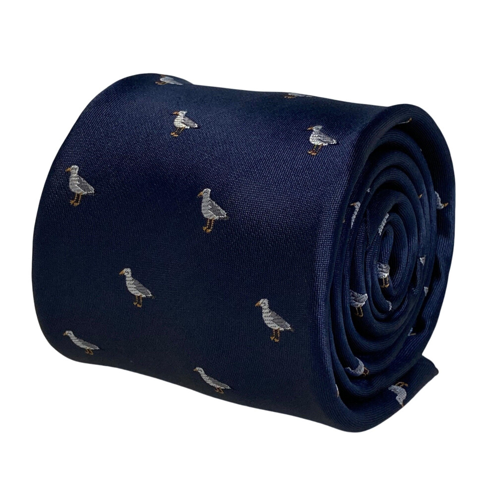 navy mens tie with seagull bird quirky design