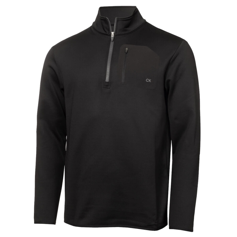 (XL, Black) Calvin Klein Mens 2022 Delta Half Zip Moisture Wicking Midlayer Golf Sweater