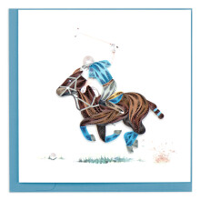 Quilling Playing Polo Sporting Horse Hand-Finished Art Greeting Card