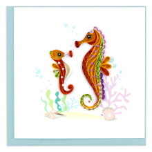 Quilling Sea Horses Ocean Beauty Hand-Finished Art Greeting Card