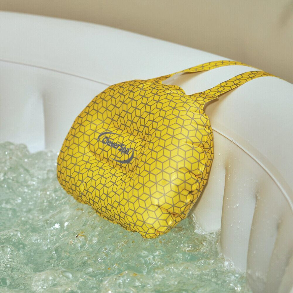 CleverSpa 8420 Pack of 2 Inflatable Headrests: Yellow & Grey Geo, 19 cm x 27 cm