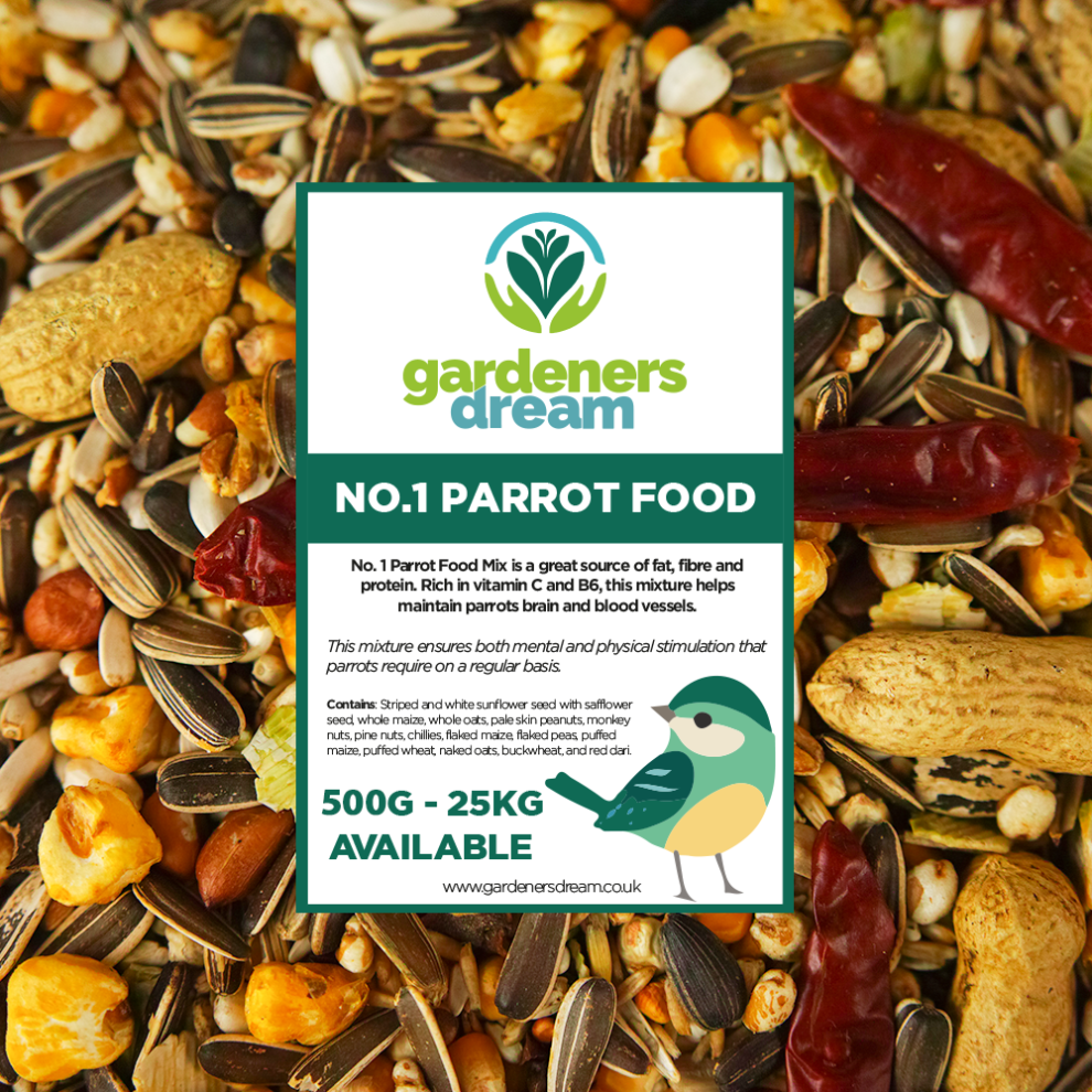 GardenersDream NO1 Parrot Food - High Energy Nutritious Bird Nuts Oats Feed Mix