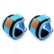 (Blue) 2 PCS Ankle Straps For Cable Adjustable Double D-Ring Fitness Sports Feet Guard Leg Hip Strength Workout Ankle Support