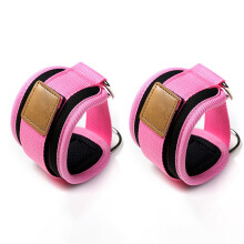 (Pink) 2 PCS Ankle Straps For Cable Adjustable Double D-Ring Fitness Sports Feet Guard Leg Hip Strength Workout Ankle Support