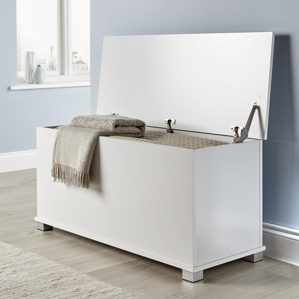 Home Source Malmo Ottoman Storage Chest Toy & Blanket Box - White