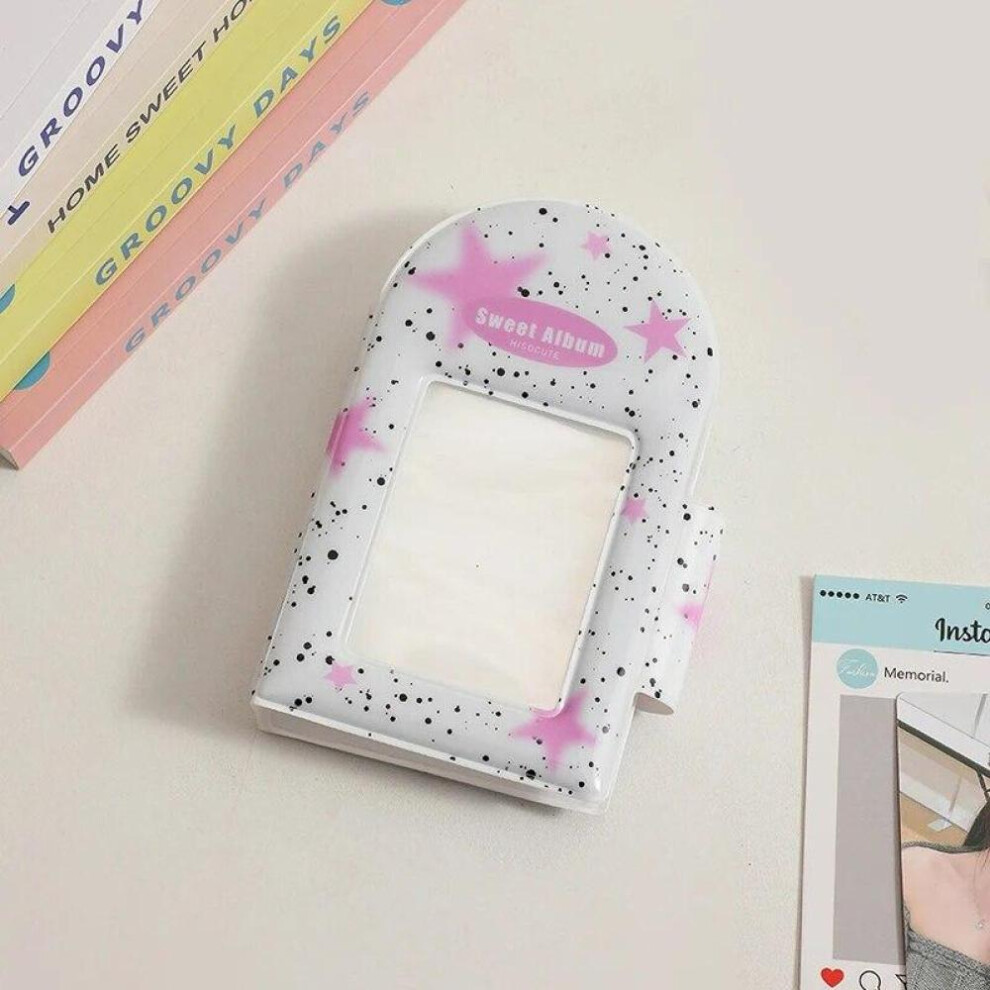 (Pink) 3 Inch Splash Ink Star Photo Album INS Korean Idols Cards Photocard Holder Binder Square Hollow Cartoon Collect Book Kpop