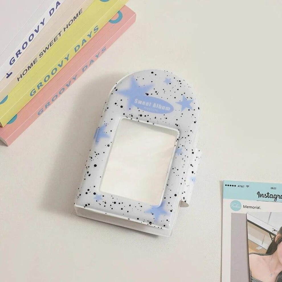 (Blue) 3 Inch Splash Ink Star Photo Album INS Korean Idols Cards Photocard Holder Binder Square Hollow Cartoon Collect Book Kpop