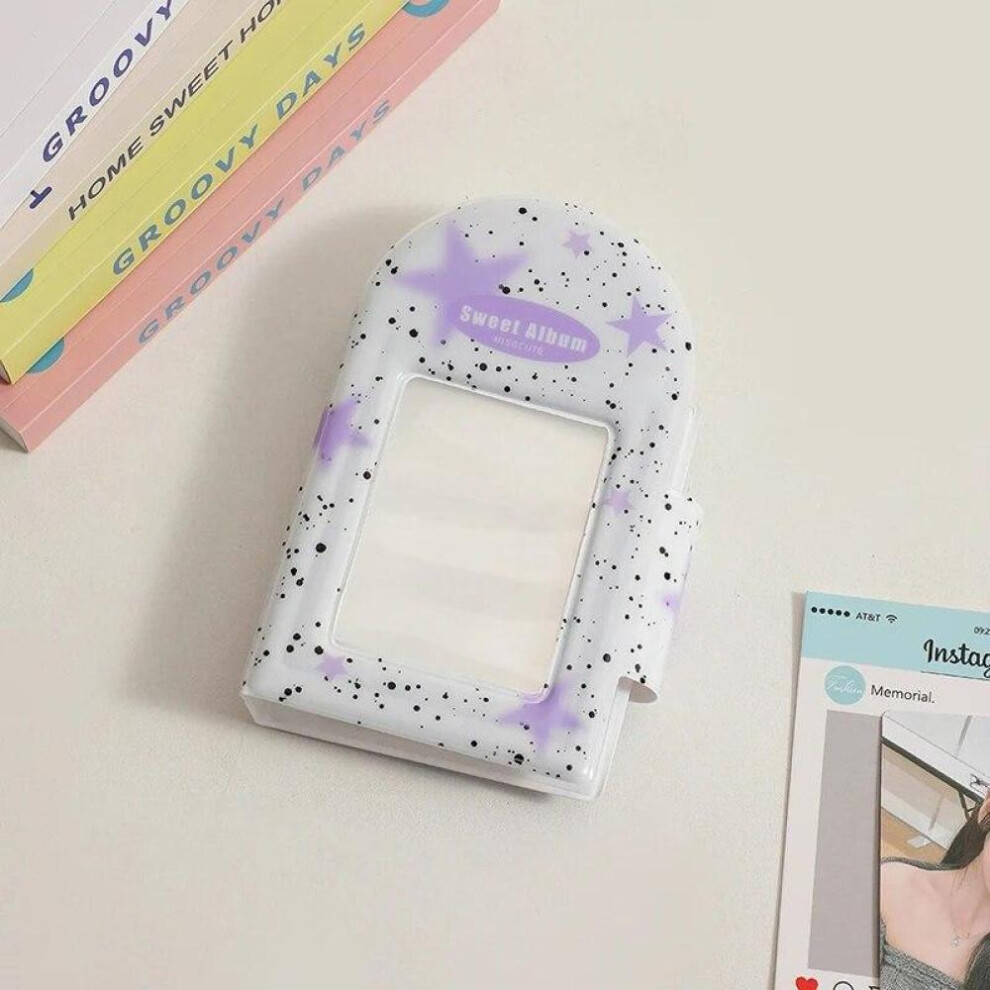 (Purple) 3 Inch Splash Ink Star Photo Album INS Korean Idols Cards Photocard Holder Binder Square Hollow Cartoon Collect Book Kpop