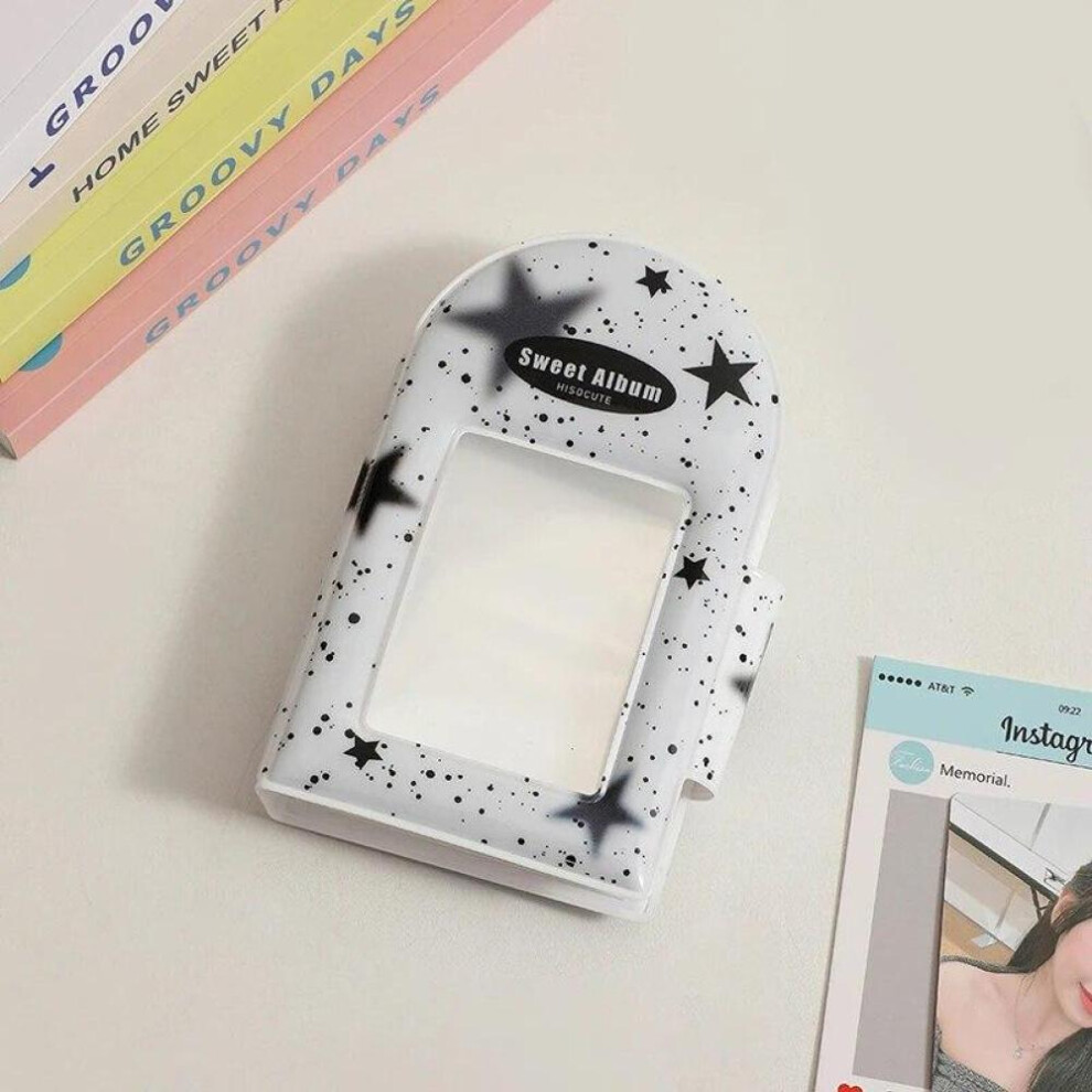 (Black) 3 Inch Splash Ink Star Photo Album INS Korean Idols Cards Photocard Holder Binder Square Hollow Cartoon Collect Book Kpop