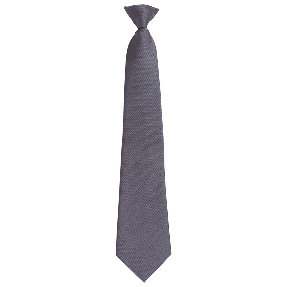 (One Size, Grey) Premier Unisex Adult Colours Fashion Plain Clip-On Tie