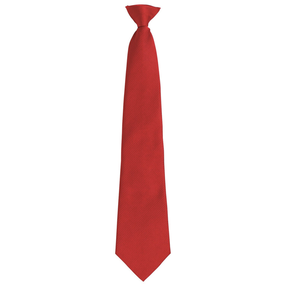 (One Size, Red) Premier Unisex Adult Colours Fashion Plain Clip-On Tie