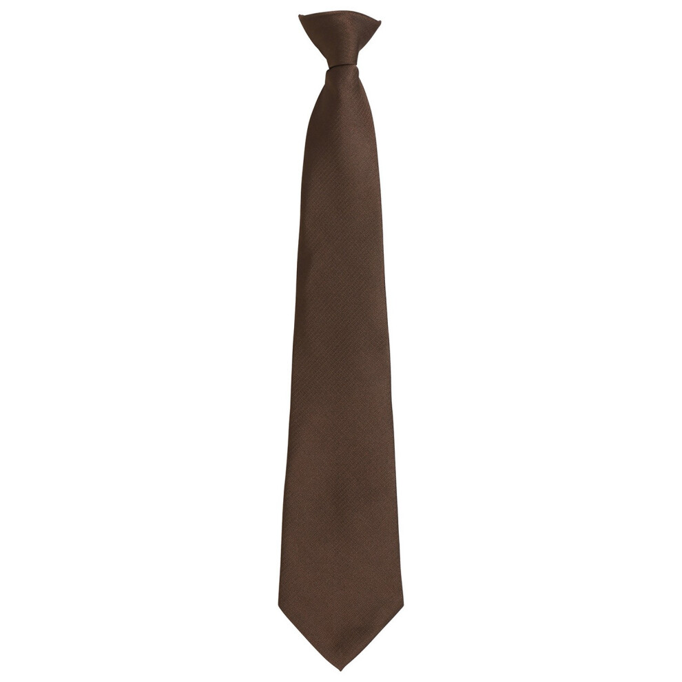 (One Size, Brown) Premier Unisex Adult Colours Fashion Plain Clip-On Tie