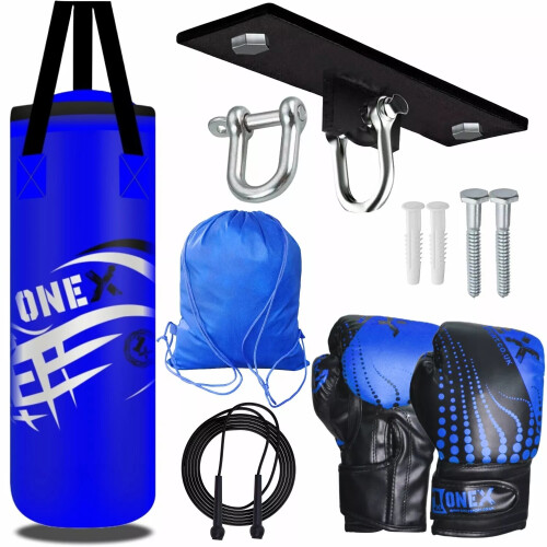 2Ft kid Punch Bag Wall Bracket 4oz Gloves Skipping Rope Drawstring Set