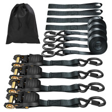Ratchet Tie Down Straps, 4X 4.8m Securing Straps, 4X Soft Loops 800kg Break Strength with Carry Bag