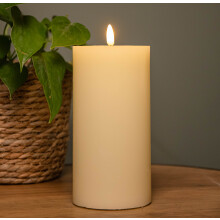 9cm x 18cm Cream Wax Melted Pool Effect Candle with Timer Function and Warm White LED