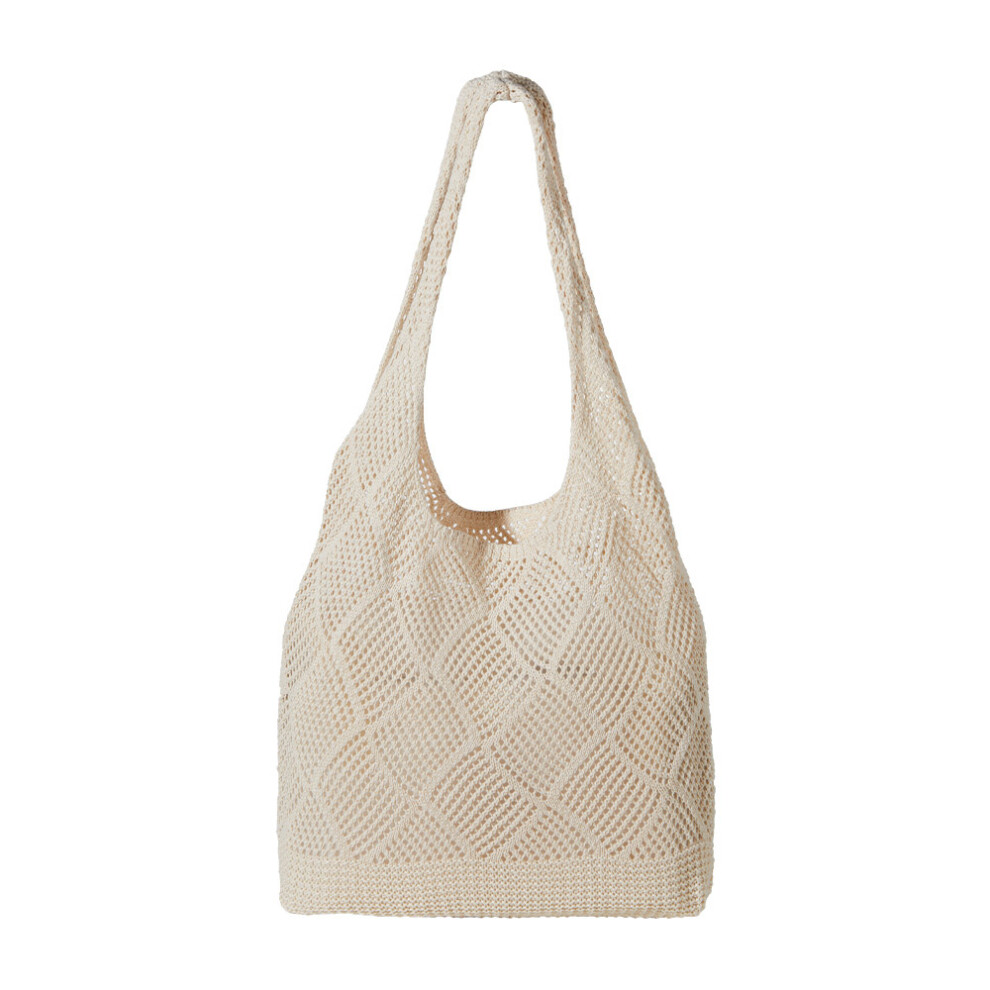 Almond Beige Knitted Shoulder Bag Hollow Tote Bag Handbag