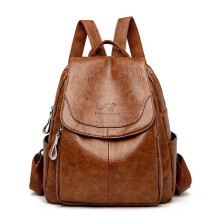 (yellow) Women Soft Leather Backpacks Vintage Female Shoulder Bags
