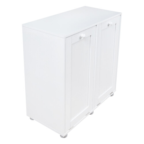 Laundry Cabinet 2 Tilt-Out Baskets Hamper Storage Box Wooden Bin
