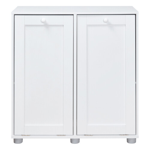 Laundry Cabinet 2 Tilt-Out Baskets Hamper Storage Box Wooden Bin 1
