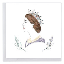 Quilling Queen Elizabeth Royal Portrait Hand-Finished Art Greeting Card