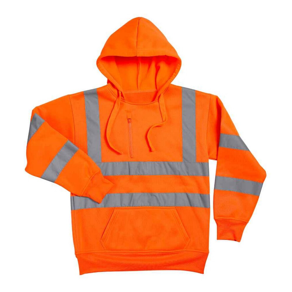 (S, Fluorescent Orange) Warrior Mens Hi-Vis Pullover Hoodie