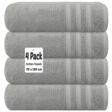 (Silver) 4 X Luxury Bath Towels 100% Egyptian Cotton Large Size Big Bathroom Towels Set