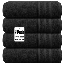 (Black) 4 X Luxury Bath Towels 100% Egyptian Cotton Large Size Big Bathroom Towels Set
