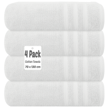 (White) 4 X Luxury Bath Towels 100% Egyptian Cotton Large Size Big Bathroom Towels Set