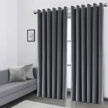 (DARK GREY, 66 x 84 DOOR CURTAIN) Thick Velvet Curtains Pair Eyelet Ring Top Curtain