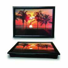 (Sunset) Laptray Cushion Bean Bag Lap Tray Food Serving