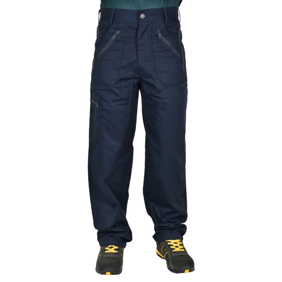 (Navy, 46W X 32L) Mens Cargo Combat Work Trouser Heavy Duty Workwear