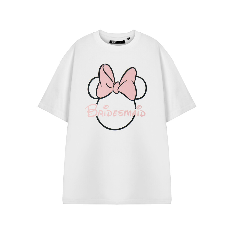 (Large) Disney Minnie Mouse Short Sleeved T-Shirt (Womens White)