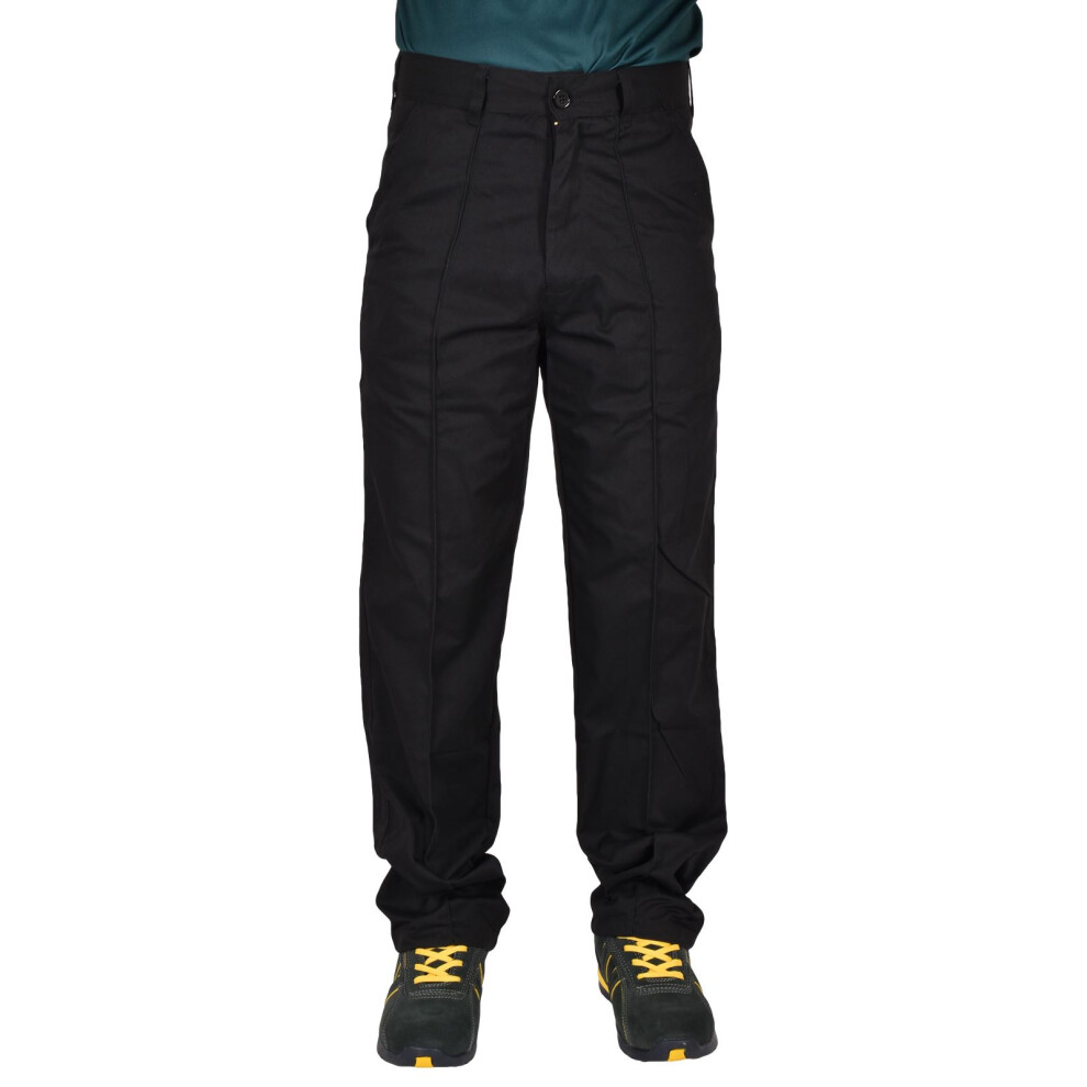 (Black  - 245T, 42W X 34L) Men CargoCombat Work Trouser HeavyDuty Safety Pant