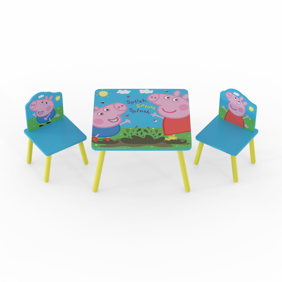 Peppa Pig Table and 2 Chairs, Yellow, Blue, 2 to 6 yrs