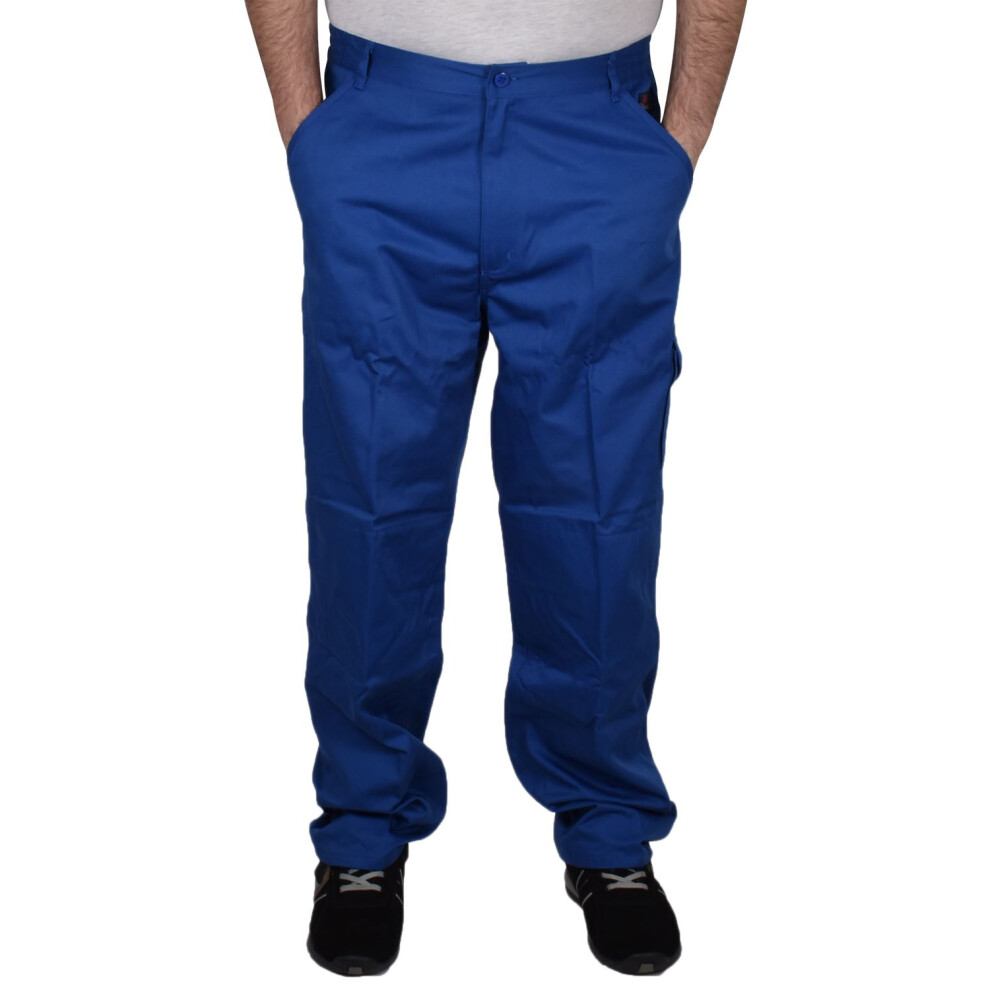 (Royal - TR34, 42W X 32L) Men CargoCombat Work Trouser HeavyDuty Safety Pant