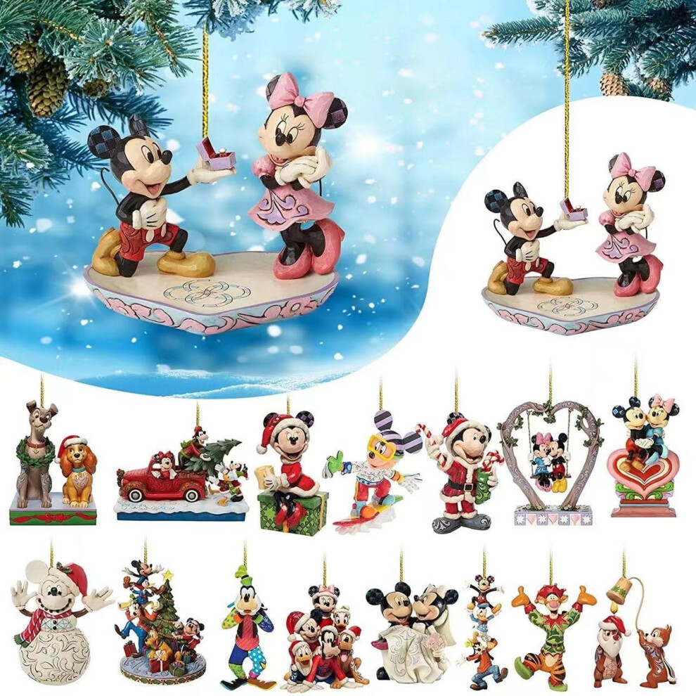 2025 16PCS Mickey Christmas Acrylic Tree Pendant Ornaments Hanging Decor