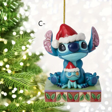 (C, 1pc) 1pc Cute Pink Stitch Acrylic Car Rearview Mirror Charm & Christmas Tree Ornament
