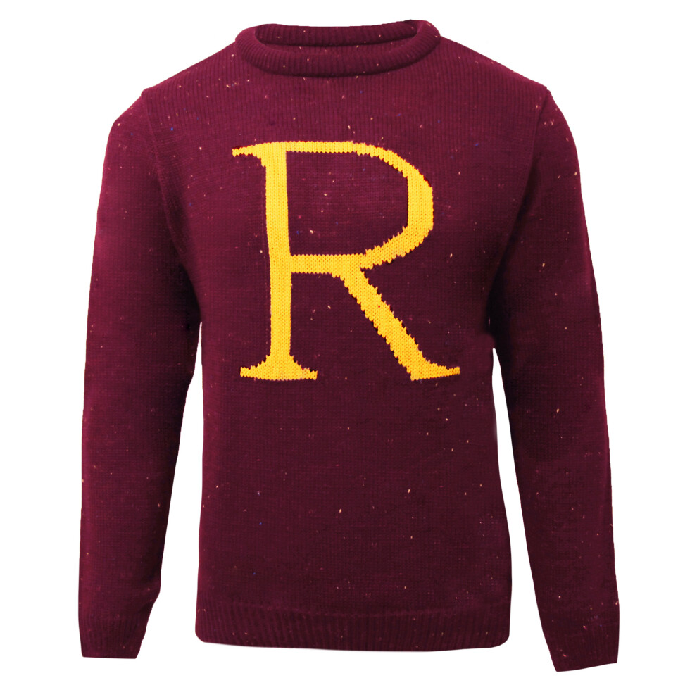 (M, Red/Yellow) Harry Potter Mens Ron Weasley R Knitted Christmas Jumper